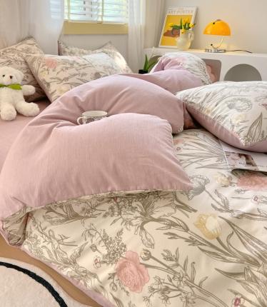 91家纺网 家纺一手货源 找家纺 （总）芊寻 2024新款全棉13372田园风印花系列单被套