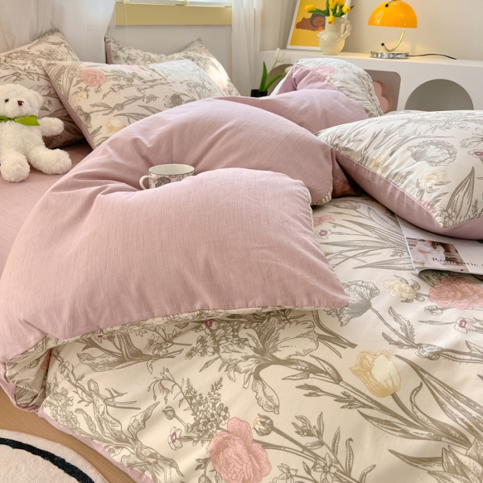 91家纺网 家纺一手货源 找家纺 芊寻 2024新款全棉13372田园风印花系列单被套 锦瑟