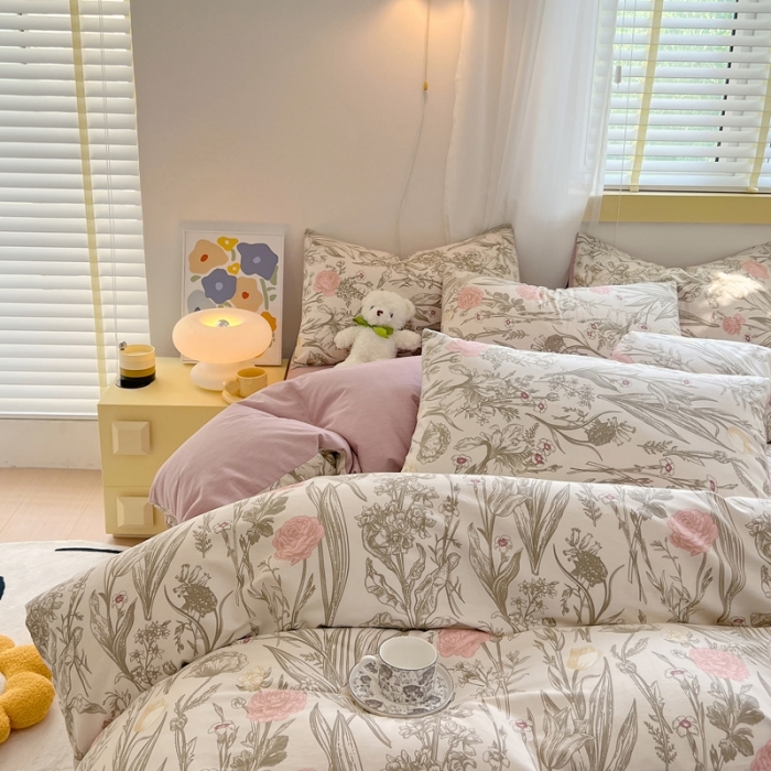 91家纺网 家纺一手货源 找家纺 芊寻 2024新款全棉13372田园风印花系列单被套 锦瑟