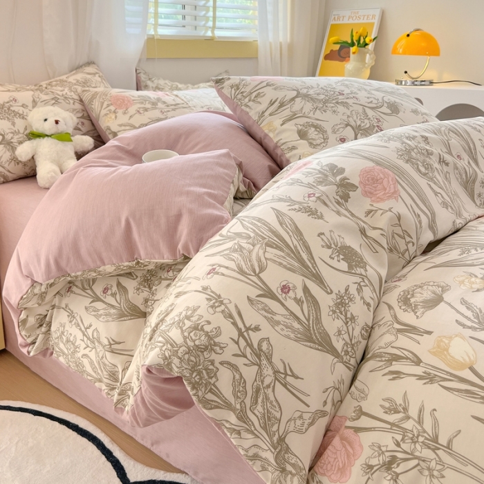 91家纺网 家纺一手货源 找家纺 芊寻 2024新款全棉13372田园风印花系列单被套 锦瑟