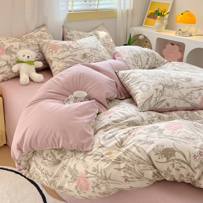 91家纺网 家纺一手货源 找家纺 芊寻 2024新款全棉13372田园风印花系列单被套 锦瑟