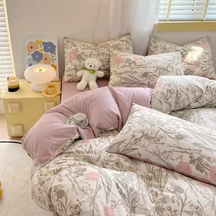 91家纺网 家纺一手货源 找家纺 芊寻 2024新款全棉13372田园风印花系列单被套 锦瑟