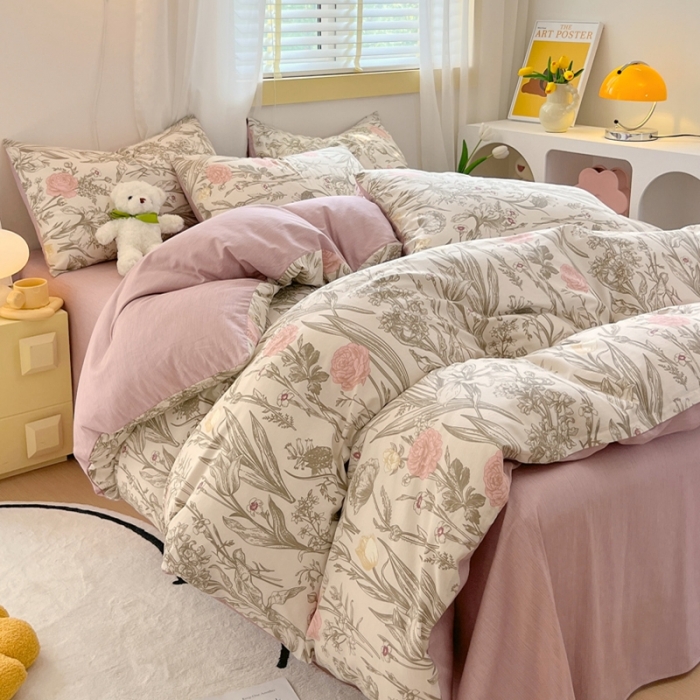 91家纺网 家纺一手货源 找家纺 芊寻 2024新款全棉13372田园风印花系列单被套 锦瑟