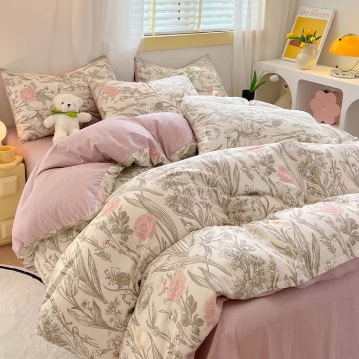 91家纺网 家纺一手货源 找家纺 芊寻 2024新款全棉13372田园风印花系列单被套 锦瑟