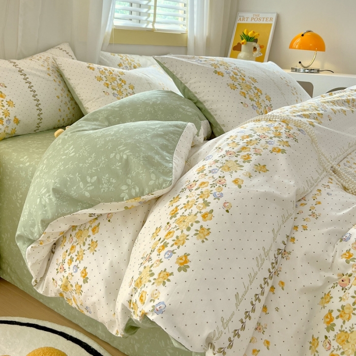 91家纺网 家纺一手货源 找家纺 芊寻 2024新款全棉13372田园风印花系列单被套 妙语花香