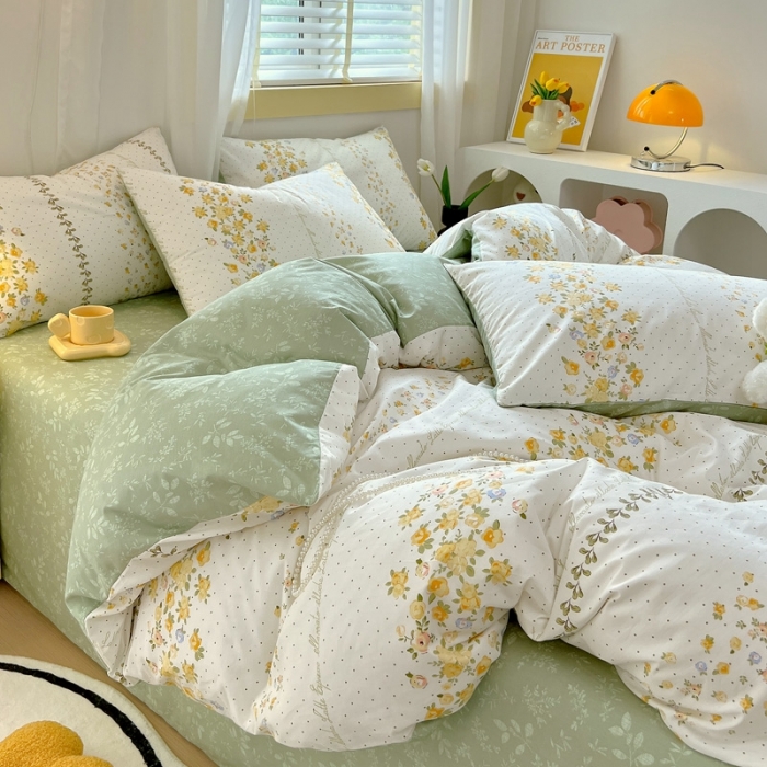 91家纺网 家纺一手货源 找家纺 芊寻 2024新款全棉13372田园风印花系列单被套 妙语花香