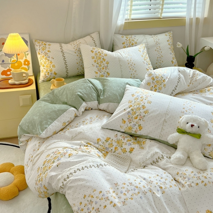 91家纺网 家纺一手货源 找家纺 芊寻 2024新款全棉13372田园风印花系列单被套 妙语花香