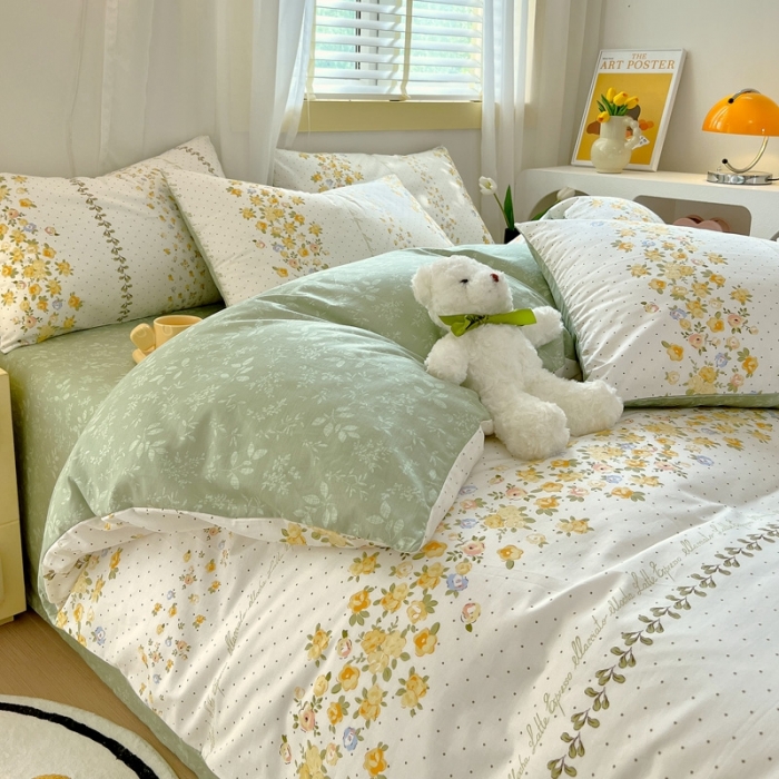 91家纺网 家纺一手货源 找家纺 芊寻 2024新款全棉13372田园风印花系列单被套 妙语花香