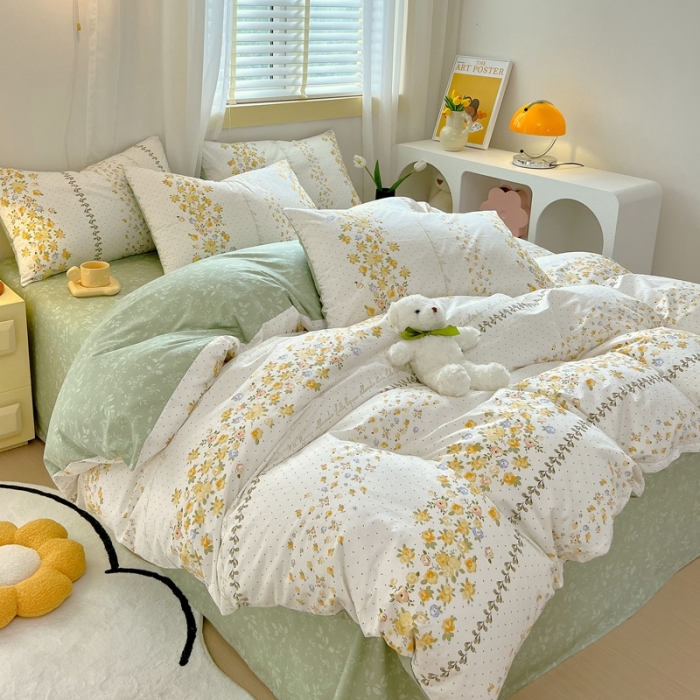 91家纺网 家纺一手货源 找家纺 芊寻 2024新款全棉13372田园风印花系列单被套 妙语花香