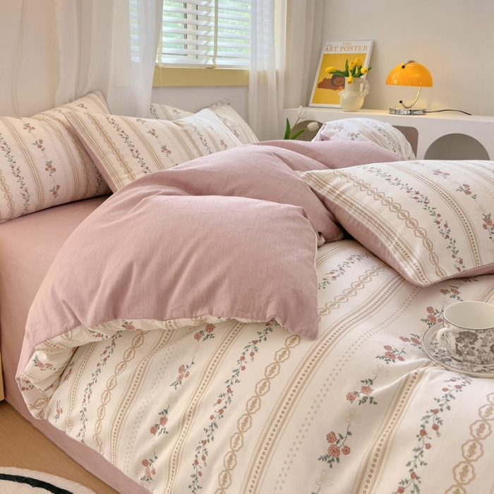 91家纺网 家纺一手货源 找家纺 芊寻 2024新款全棉13372田园风印花系列单被套 慕颜