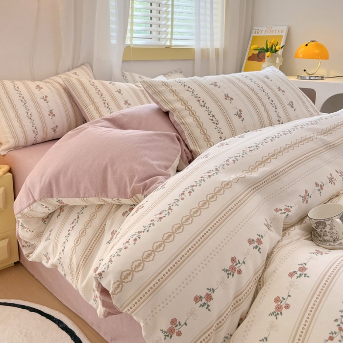 91家纺网 家纺一手货源 找家纺 芊寻 2024新款全棉13372田园风印花系列单被套 慕颜