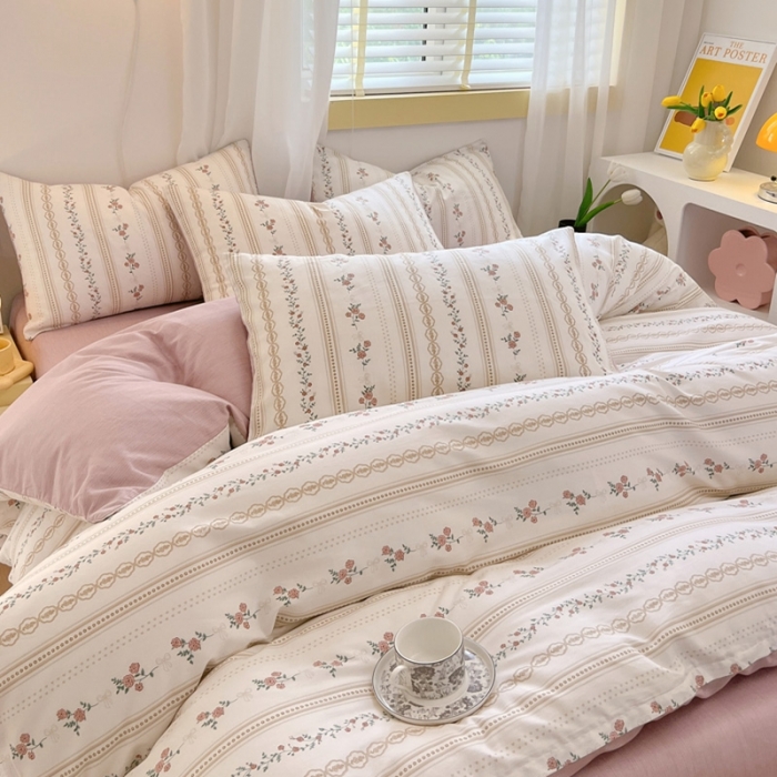 91家纺网 家纺一手货源 找家纺 芊寻 2024新款全棉13372田园风印花系列单被套 慕颜