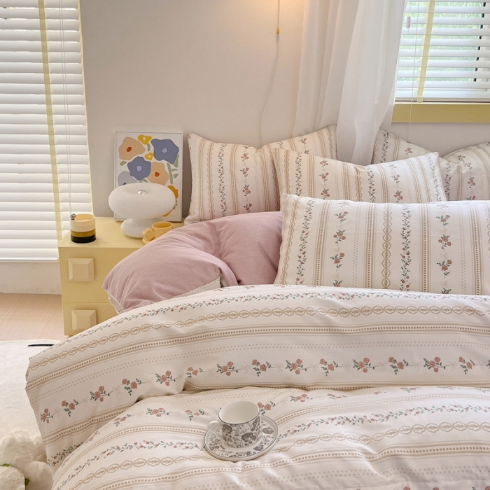 91家纺网 家纺一手货源 找家纺 芊寻 2024新款全棉13372田园风印花系列单被套 慕颜