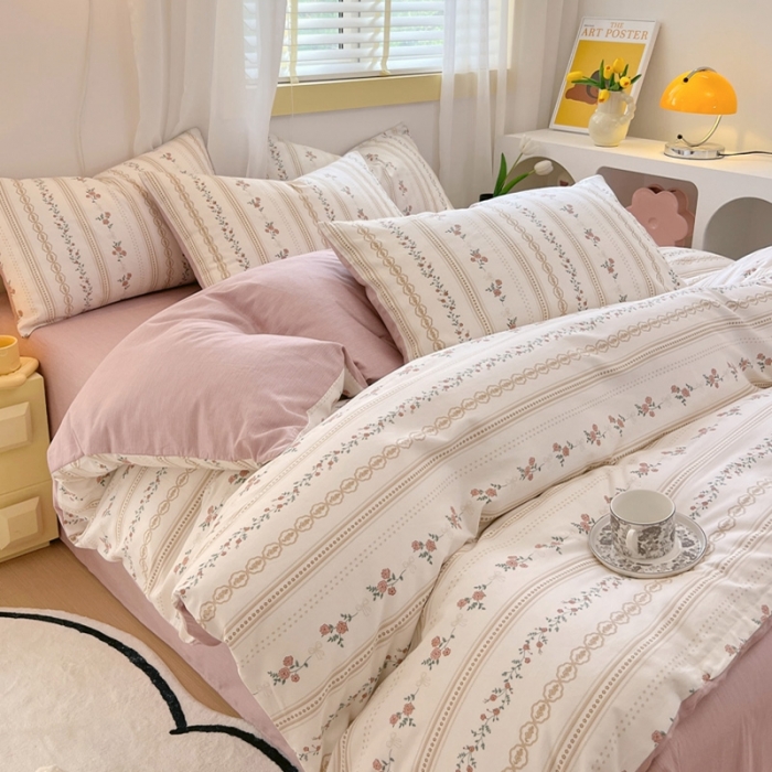 91家纺网 家纺一手货源 找家纺 芊寻 2024新款全棉13372田园风印花系列单被套 慕颜