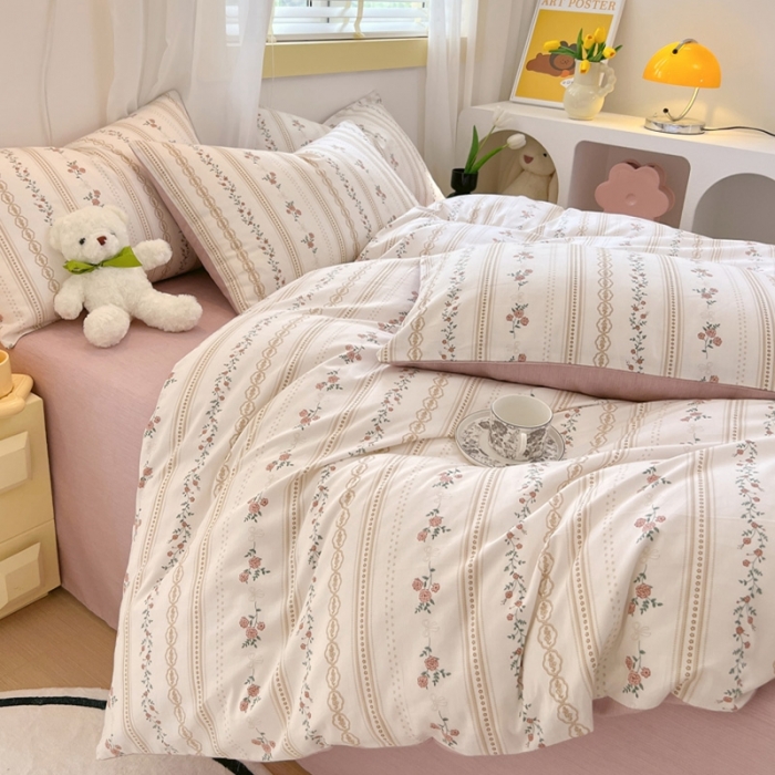 91家纺网 家纺一手货源 找家纺 芊寻 2024新款全棉13372田园风印花系列单被套 慕颜