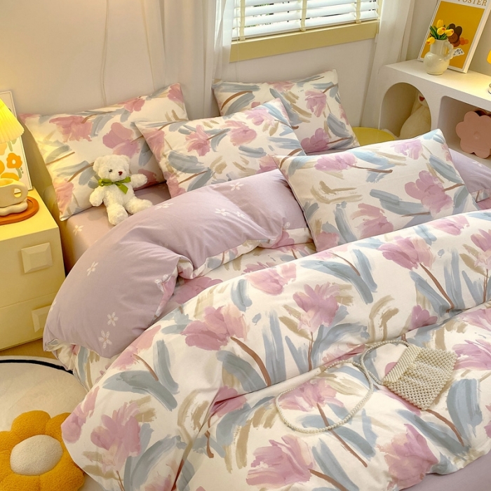 91家纺网 家纺一手货源 找家纺 芊寻 2024新款全棉13372田园风印花系列单被套 轻絮私语