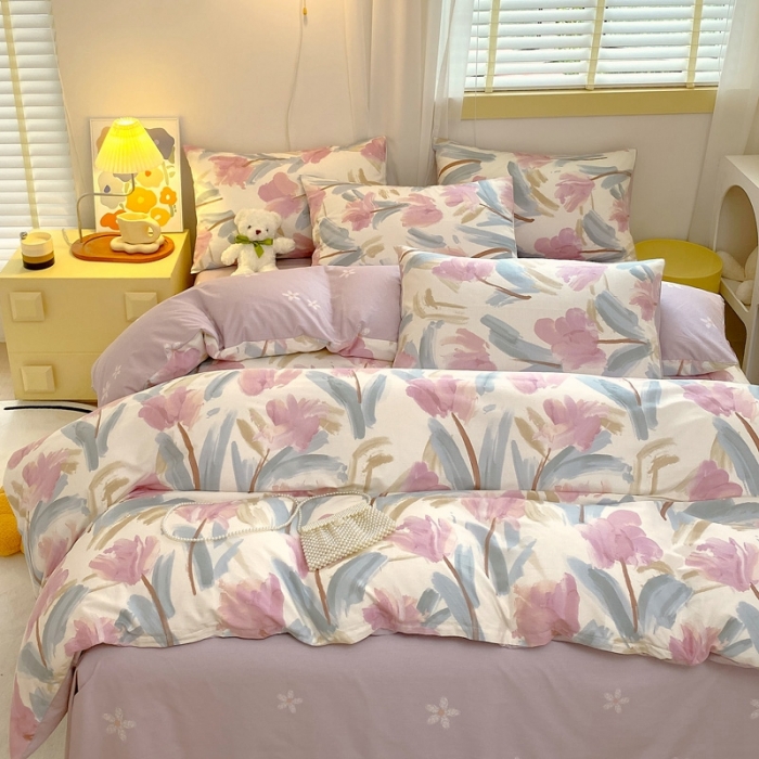 91家纺网 家纺一手货源 找家纺 芊寻 2024新款全棉13372田园风印花系列单被套 轻絮私语