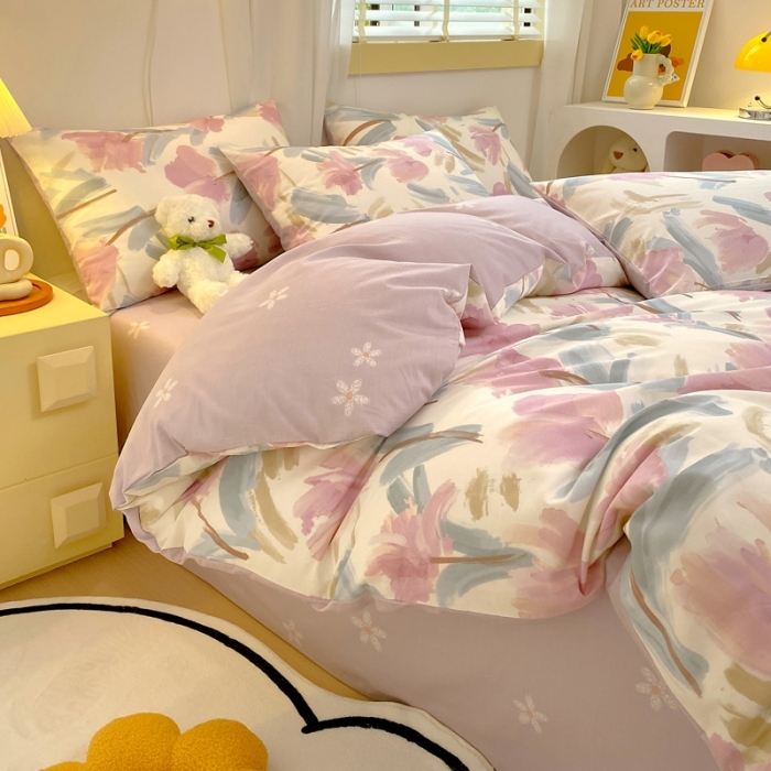 91家纺网 家纺一手货源 找家纺 芊寻 2024新款全棉13372田园风印花系列单被套 轻絮私语