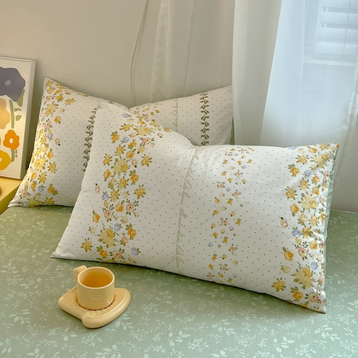 91家纺网 家纺一手货源 找家纺 芊寻 2024新款全棉13372田园风印花系列单枕套 妙语花香