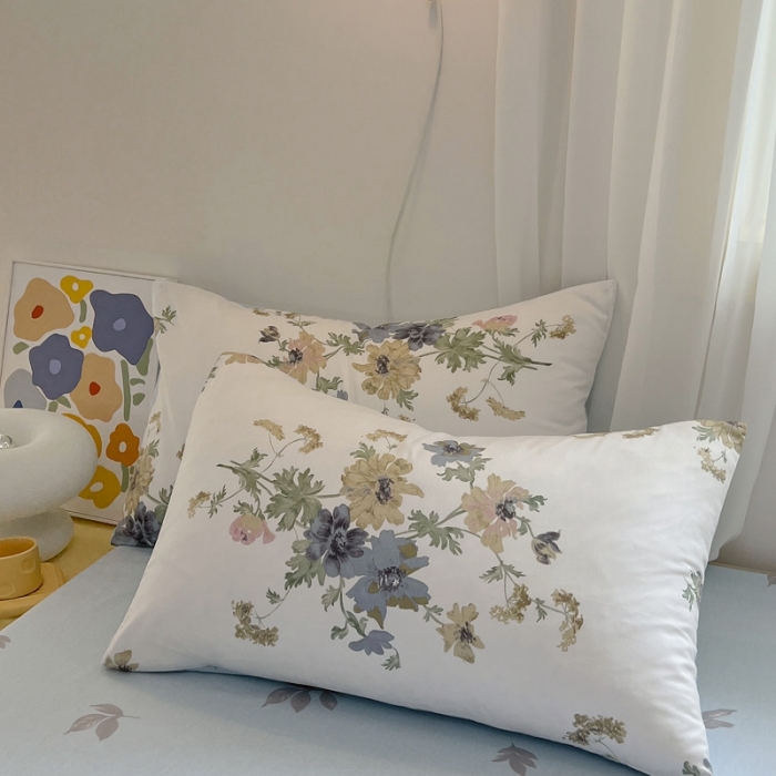91家纺网 家纺一手货源 找家纺 芊寻 2024新款全棉13372田园风印花系列单枕套 桅子花开