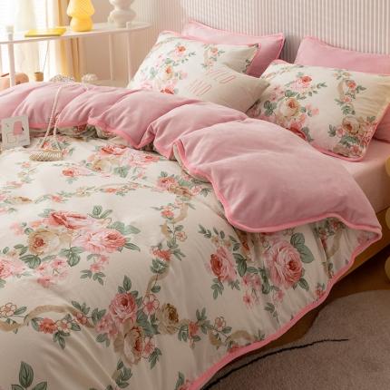 91家纺网 家纺一手货源 找家纺 （总）红粉佳人 2025新款棉加绒印花单被套