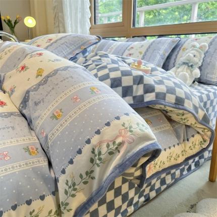 91家纺网 家纺一手货源 找家纺 （总）红粉佳人 2025新款棉加绒印花单被套