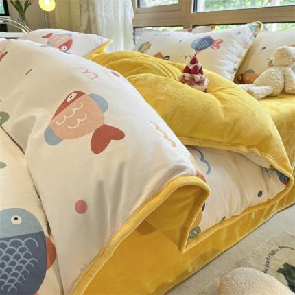 91家纺网 家纺一手货源 找家纺 （总）红粉佳人 2025新款棉加绒印花单被套