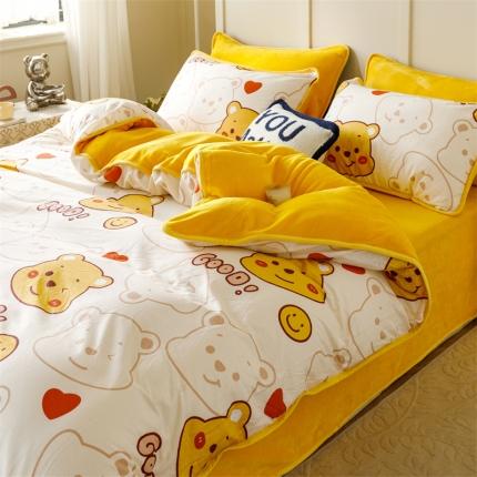 91家纺网 家纺一手货源 找家纺 （总）红粉佳人 2025新款棉加绒印花单被套