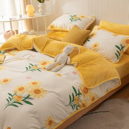 91家纺网 家纺一手货源 找家纺 （总）红粉佳人 2025新款棉加绒印花单被套