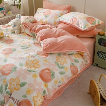 91家纺网 家纺一手货源 找家纺 （总）红粉佳人 2025新款棉加绒印花单被套