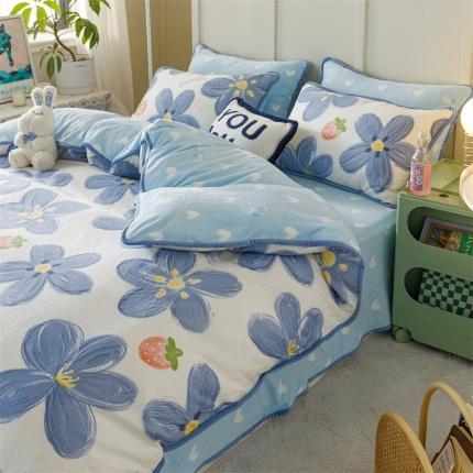 91家纺网 家纺一手货源 找家纺 （总）红粉佳人 2025新款棉加绒印花单被套