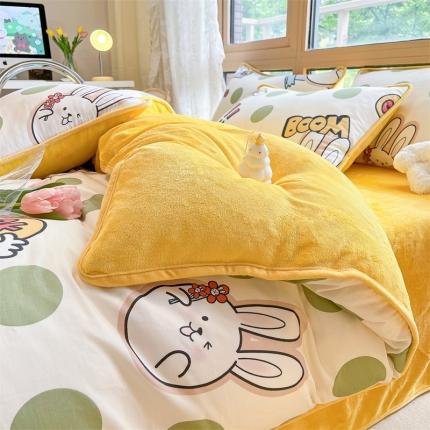 91家纺网 家纺一手货源 找家纺 （总）红粉佳人 2025新款棉加绒印花单被套