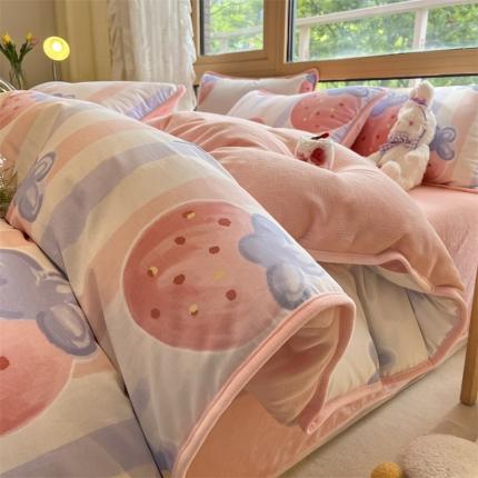 91家纺网 家纺一手货源 找家纺 （总）红粉佳人 2025新款棉加绒印花单被套