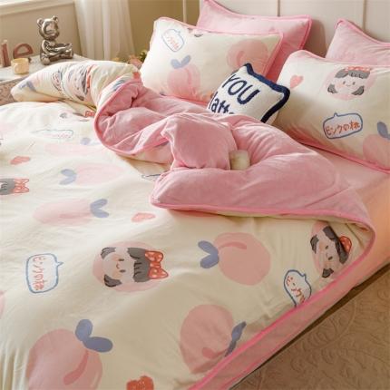 91家纺网 家纺一手货源 找家纺 （总）红粉佳人 2025新款棉加绒印花单被套