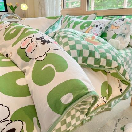 91家纺网 家纺一手货源 找家纺 （总）红粉佳人 2025新款棉加绒印花单被套