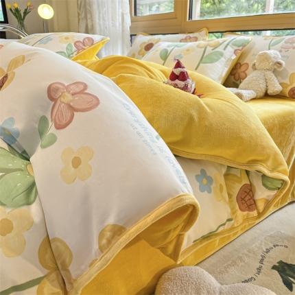 91家纺网 家纺一手货源 找家纺 （总）红粉佳人 2025新款棉加绒印花单被套