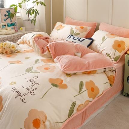 91家纺网 家纺一手货源 找家纺 （总）红粉佳人 2025新款棉加绒印花单被套