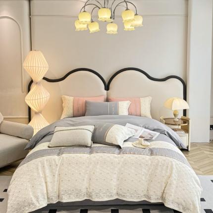 91家纺网 家纺一手货源 找家纺 （总）金麦 2023新款全棉绣花时髦刺绣四件套-四叶草系列