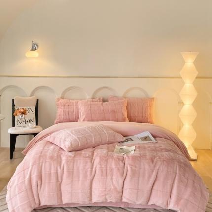 91家纺网 家纺一手货源 找家纺 （总）金麦 2023新款舒适高克重兔毛绒四件套