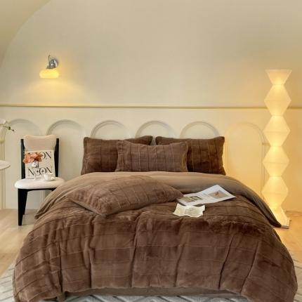 91家纺网 家纺一手货源 找家纺 （总）金麦 2023新款舒适高克重兔毛绒四件套