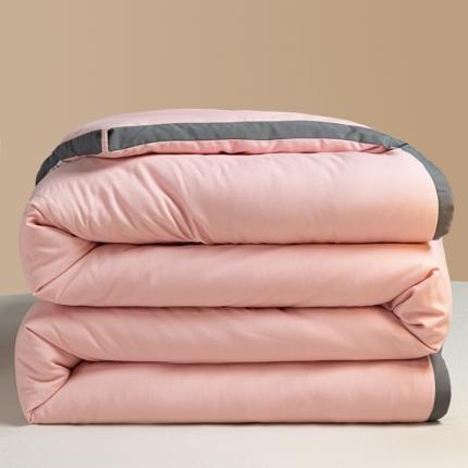 91家纺网 家纺一手货源 找家纺 一加一 2025新款A类原棉抗菌立体贴标大豆被 草莓红