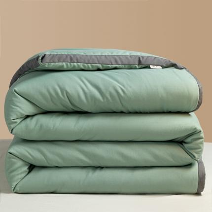 91家纺网 家纺一手货源 找家纺 一加一 2025新款A类原棉抗菌立体贴标大豆被 军绿