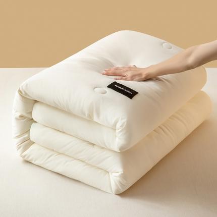 91家纺网 家纺一手货源 找家纺 一加一 2025新款双拼贴标大豆被 米拼粉