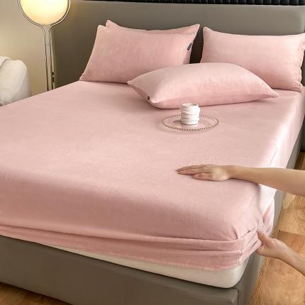 91家纺网 家纺一手货源 找家纺 （总）神州川 2024新款高克重牛奶绒纯色单品床笠+枕套