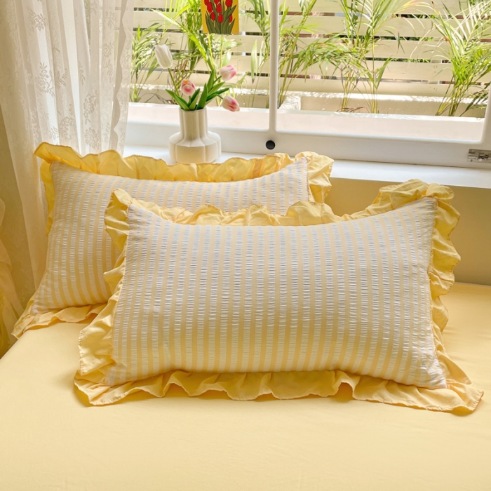 91家纺网 家纺一手货源 找家纺 （总）ab家纺 2023新品竖条纹泡泡纱四件套