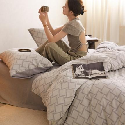 91家纺网 家纺一手货源 找家纺 简家居 2023新款色织提花四件套塞拉