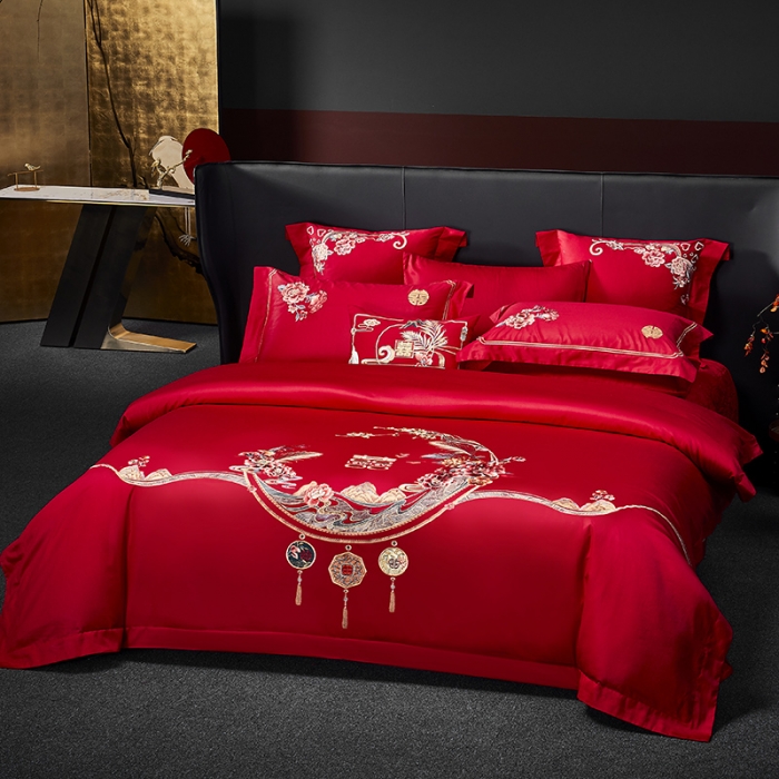 91家纺网 家纺一手货源 找家纺 （总）高大尚 2023新款40s全工艺喷气纯棉婚庆多件套