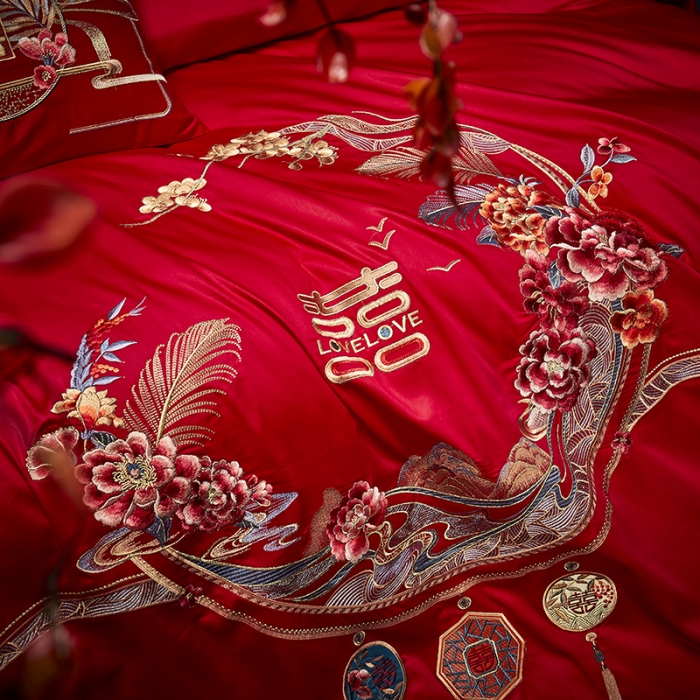 91家纺网 家纺一手货源 找家纺 （总）高大尚 2023新款40s全工艺喷气纯棉婚庆多件套