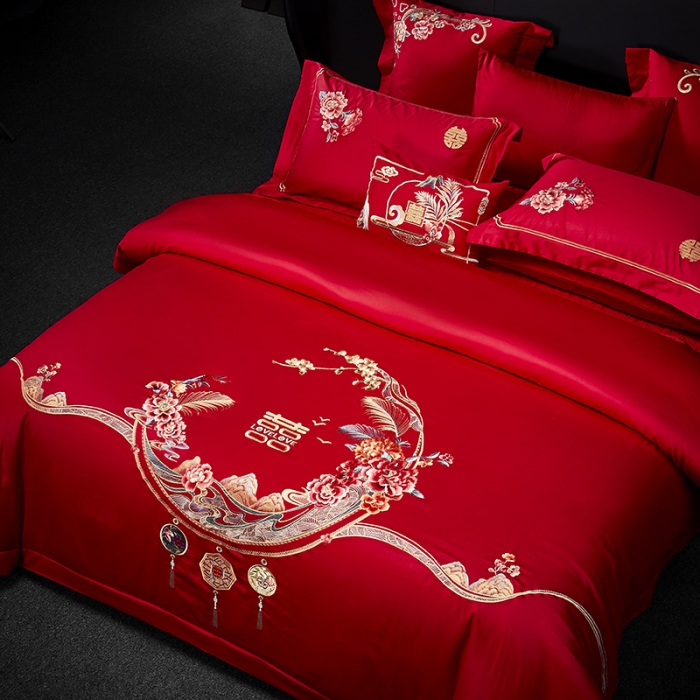 91家纺网 家纺一手货源 找家纺 （总）高大尚 2023新款40s全工艺喷气纯棉婚庆多件套