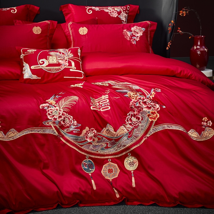 91家纺网 家纺一手货源 找家纺 （总）高大尚 2023新款40s全工艺喷气纯棉婚庆多件套